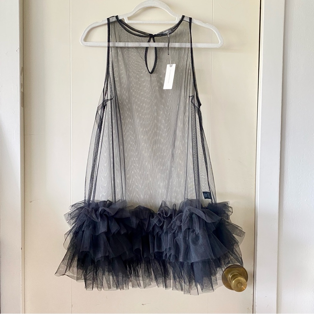 Anthropologie sheer tulle ruffle tunic size xs/s